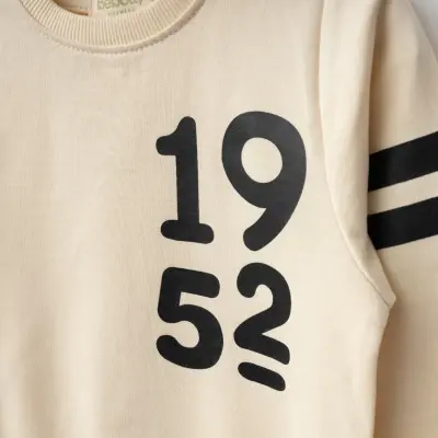 Bebolly 1952 Baskılı Çocuk Sweatshirt Unisex Bej - 6