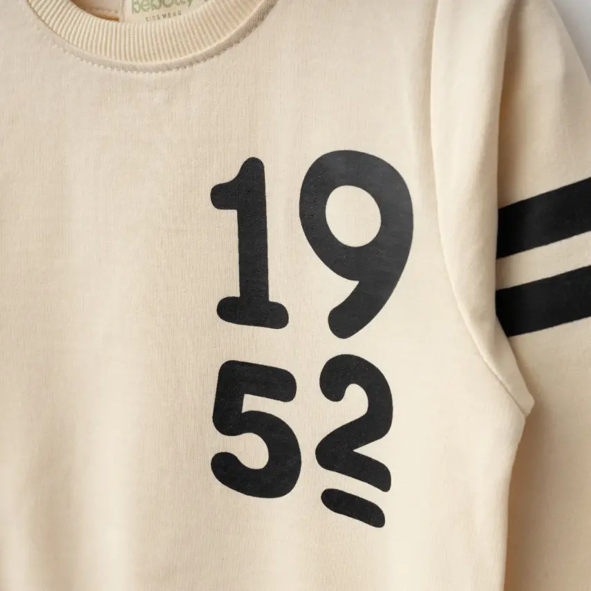Bebolly 1952 Baskılı Çocuk Sweatshirt Unisex Bej - 12