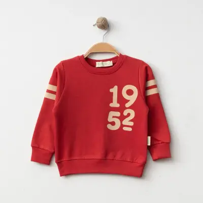 Bebolly 1952 Baskılı Çocuk Sweatshirt Unisex Kırmızı