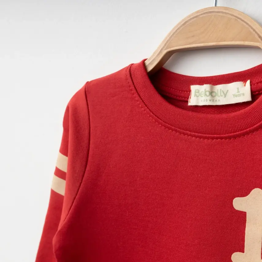 Bebolly 1952 Baskılı Çocuk Sweatshirt Unisex Kırmızı - 2