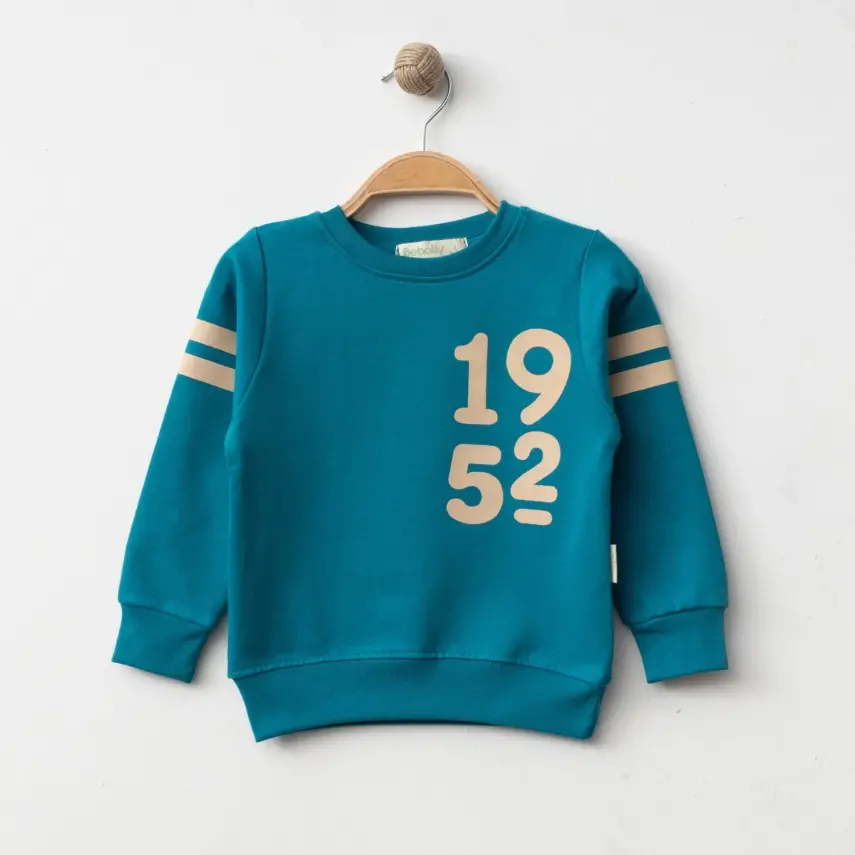 Bebolly 1952 Baskılı Çocuk Sweatshirt Unisex Turkuaz - 1