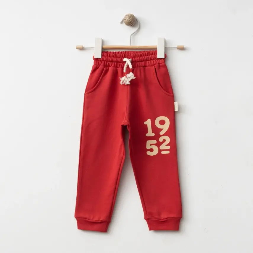 Bebolly 1952 Baskılı Kız Çocuk Basic Eşofman Altı Kırmızı - 1