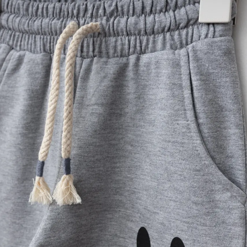 Bebolly 2Li Çocuk Takım Gülen Yüz Baskılı Gri Unisex - 7