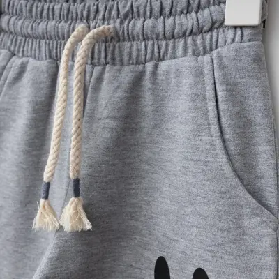 Bebolly 2Li Çocuk Takım Gülen Yüz Baskılı Gri Unisex - 12