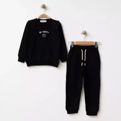 Bebolly 2li Takım Be Happy Baskılı Siyah
