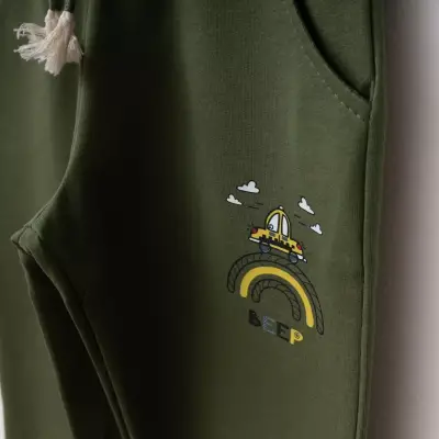 Bebolly 2li Takım Beep Baskılı Haki (1)