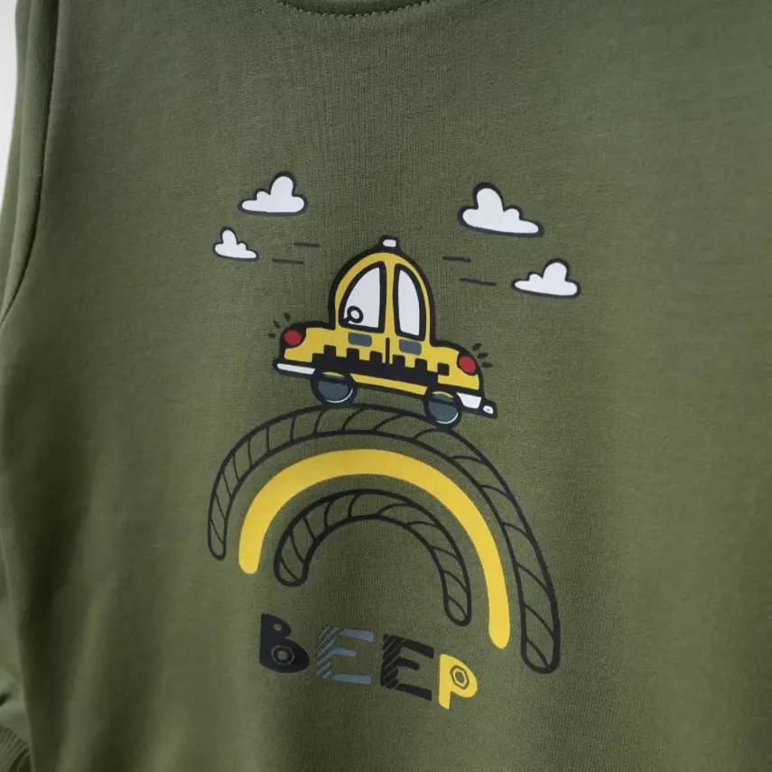 Bebolly 2li Takım Beep Baskılı Haki - 3