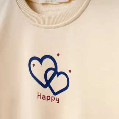 Bebolly 2li Takım Happy Baskılı Bej (1)