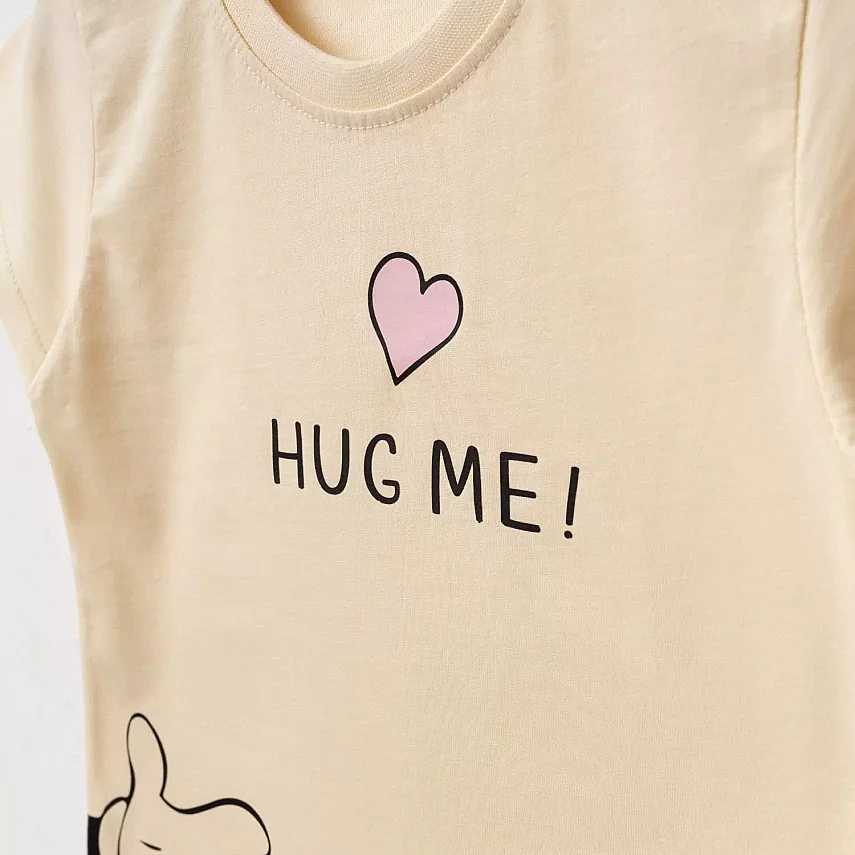 Bebolly 2li Takım Hug Me Baskılı Bej - 2