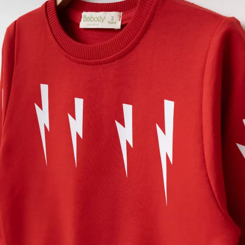 Bebolly 2li Takım Şimşek Baskılı Kırmızı - 2