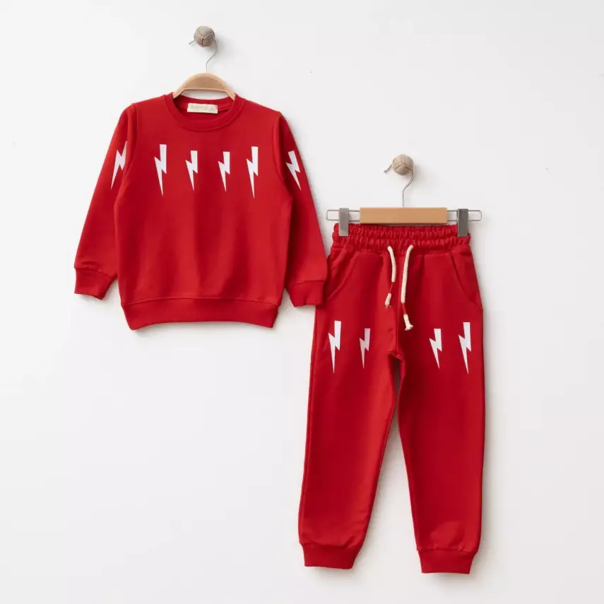 Bebolly 2li Takım Şimşek Baskılı Kırmızı - 1