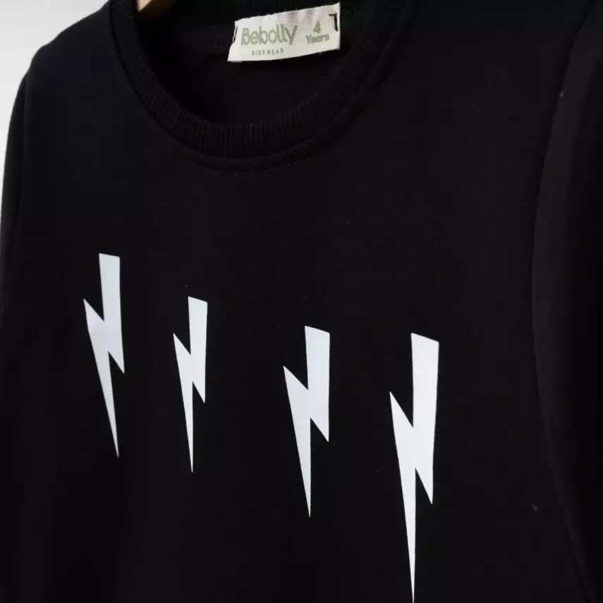 Bebolly 2li Takım Şimşek Baskılı Siyah - 2