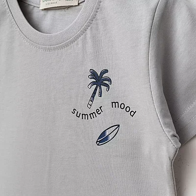 Bebolly 2li Takım Summer Mood Baskılı Boyalı Gri - 2