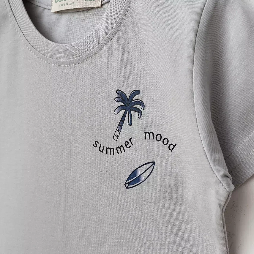 Bebolly 2li Takım Summer Mood Baskılı Boyalı Gri - 2