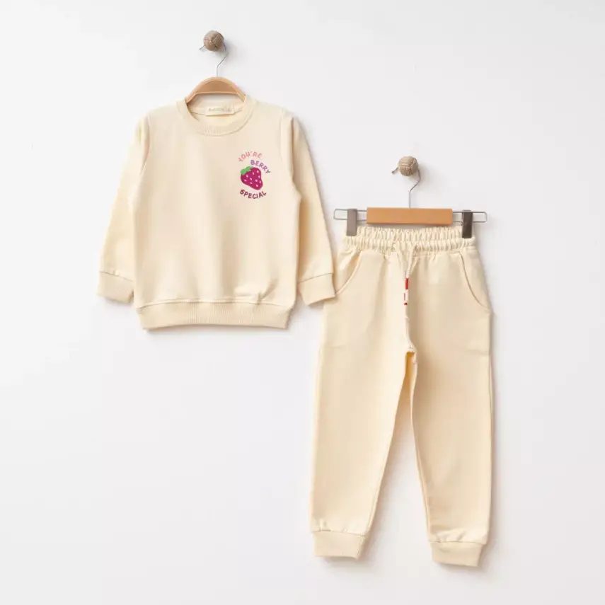 Bebolly 2li Takım You're Berry Baskılı Bej - 1