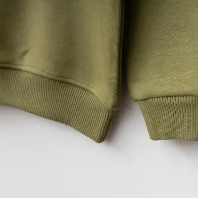 Bebolly Bisiklet Yaka Erkek Çocuk Sweatshirt Basic Üç İplik Şardonsuz Yeşil - 3