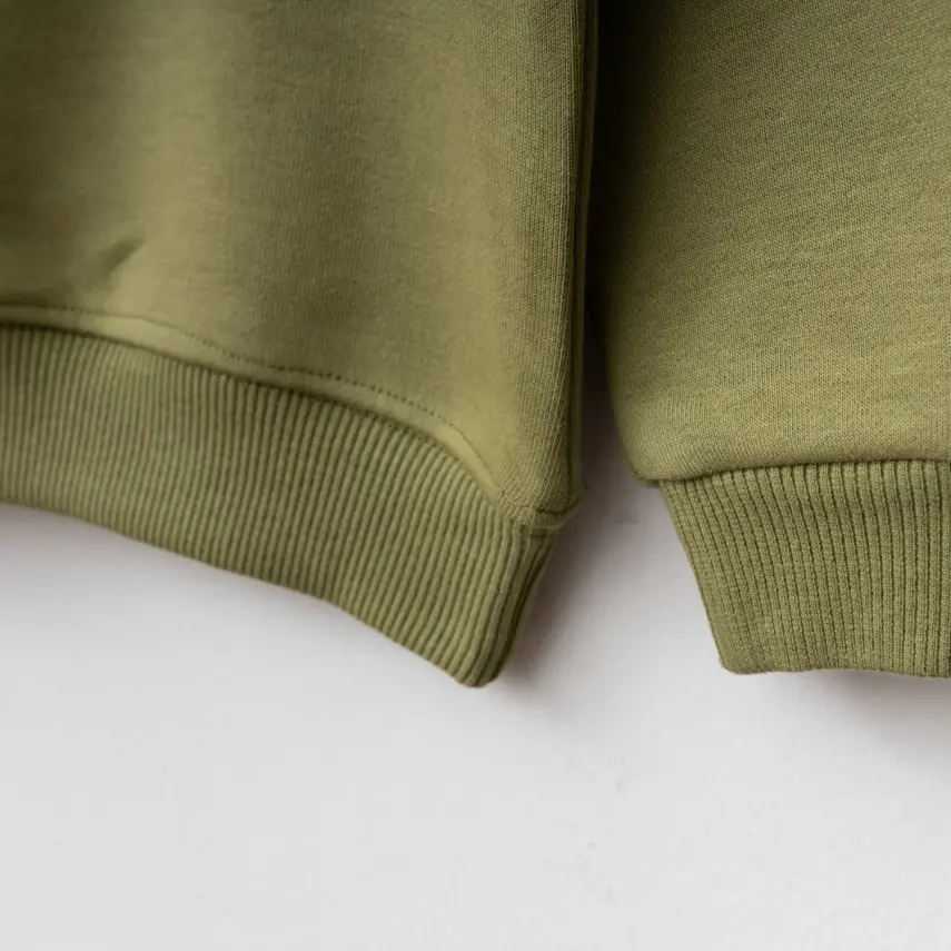 Bebolly Bisiklet Yaka Erkek Çocuk Sweatshirt Basic Üç İplik Şardonsuz Yeşil - 3