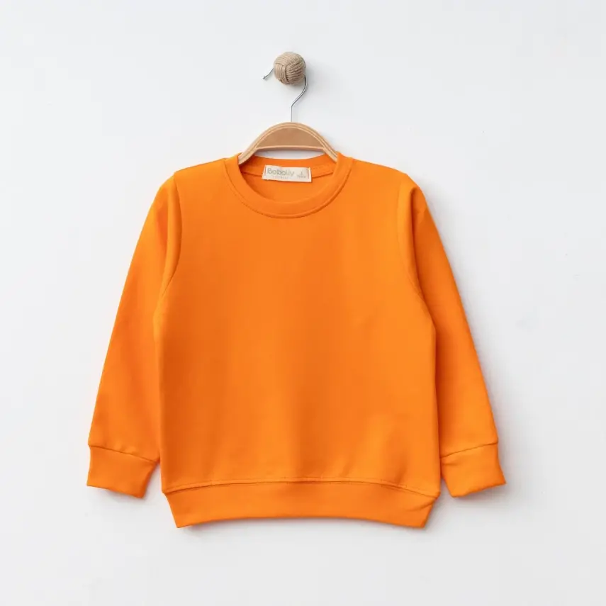 Bebolly Çocuk Bisiklet Yaka Sweahsirt Basic Unisex Turuncu - 1