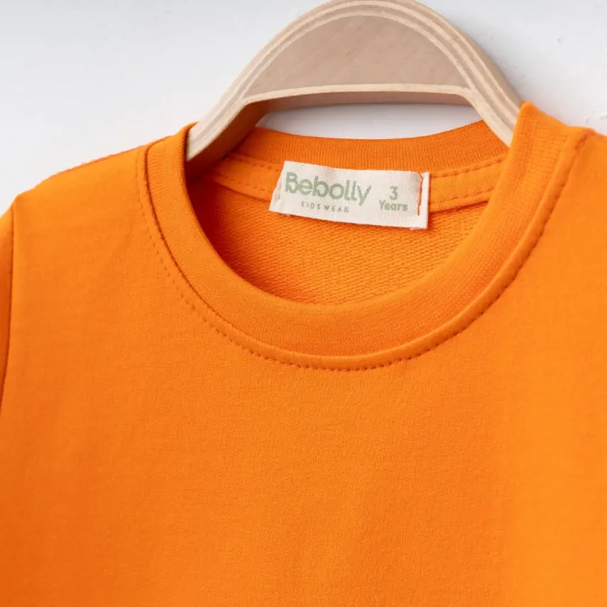 Bebolly Çocuk Bisiklet Yaka Sweahsirt Basic Unisex Turuncu - 5