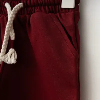 Bebolly Çocuk Şort Basic Bordo Unisex - 5