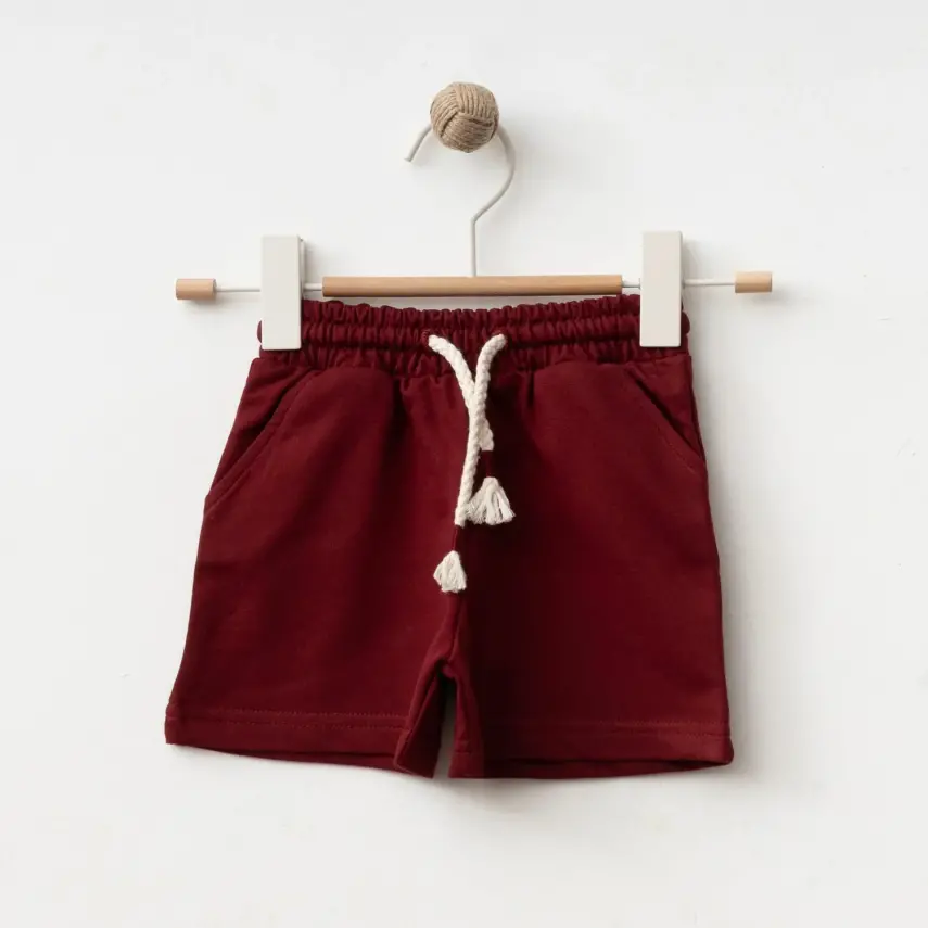 Bebolly Çocuk Şort Basic Bordo Unisex - 7