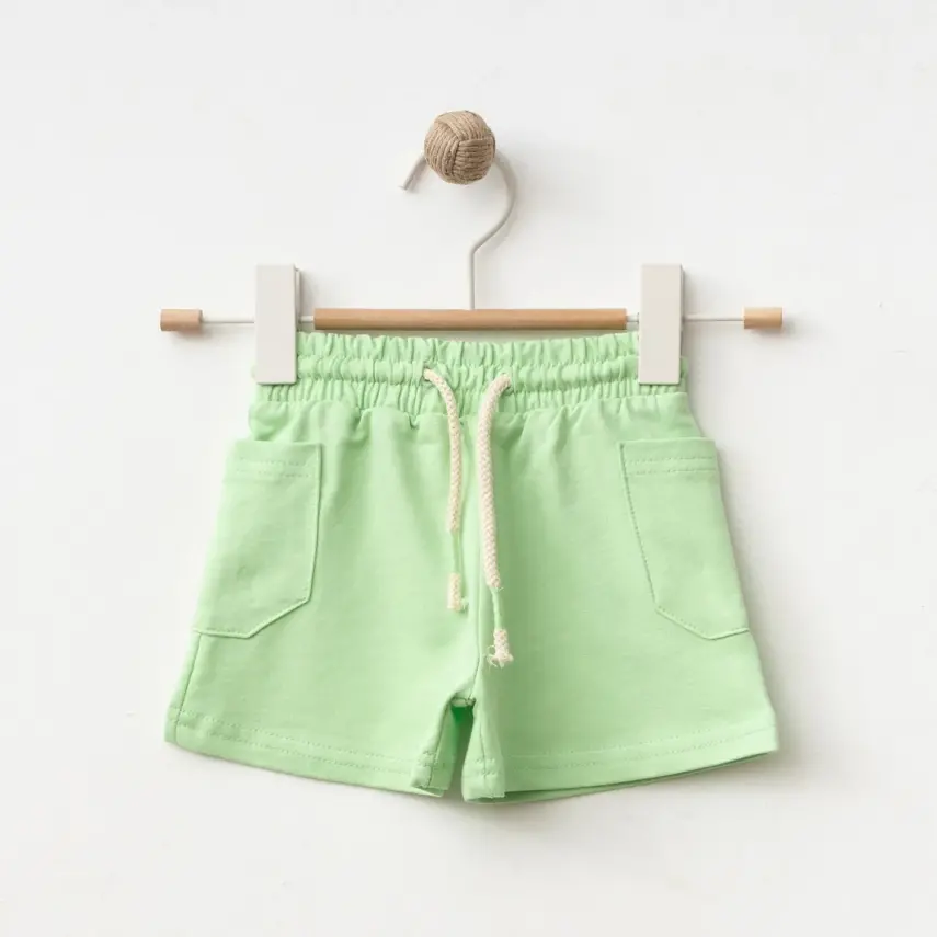 Bebolly Çocuk Şort Yan Cepli Fıstık Yeşili Unisex - 7