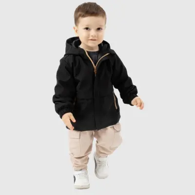Bebolly Erkek Bebek Kapüşonlu Cepli Yağmurluk Siyah - 7