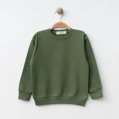 Bebolly Erkek Çocuk Bisiklet Yaka Sweahsirt Basic Haki