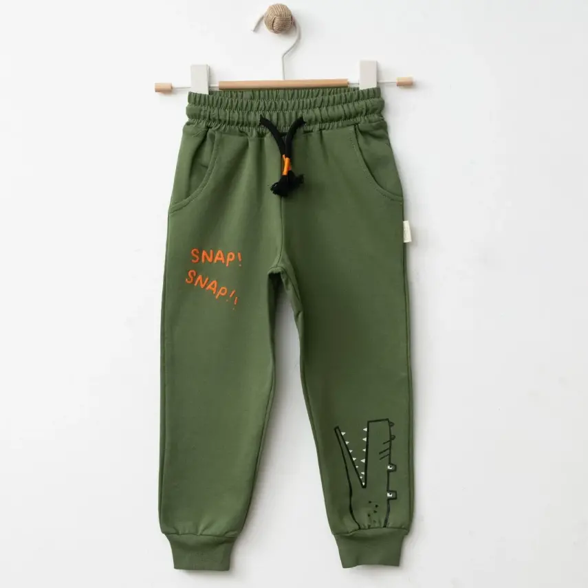 Bebolly Erkek Eşofman Altı Snap Baskılı Haki - 4