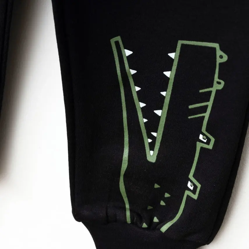 Bebolly Erkek Eşofman Altı Snap Baskılı Siyah - 7