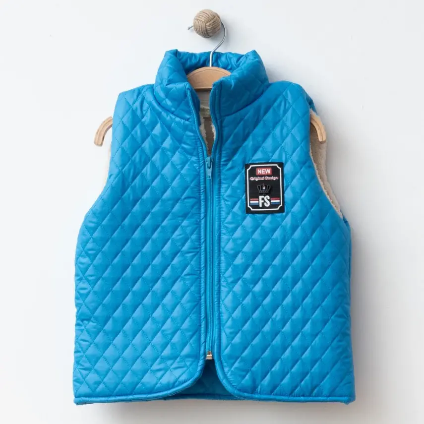 Bebolly Erkek Yelek Baklava Desenli Mavi - 1