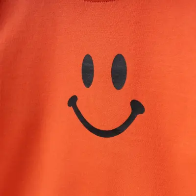 Bebolly Gülen Yüz Baskılı Unisex Çocuk 2li Takım Mercan - 4