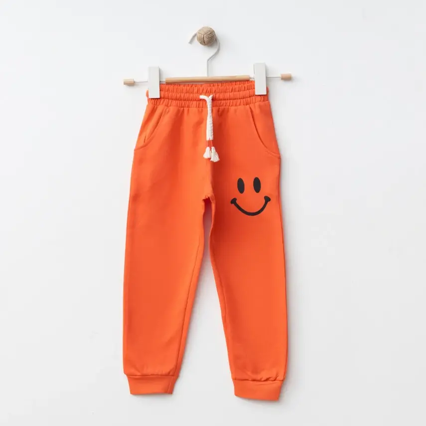 Bebolly Gülen Yüz Baskılı Unisex Çocuk 2li Takım Mercan - 12