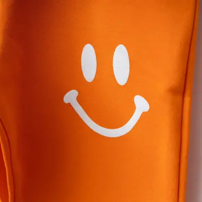 Bebolly Gülen Yüz Baskılı Unisex Çocuk 2li Takım Turuncu  - 4