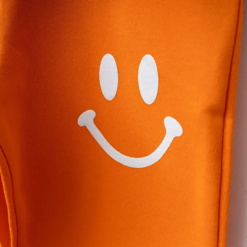Bebolly Gülen Yüz Baskılı Unisex Çocuk 2li Takım Turuncu  - 4