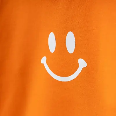 Bebolly Gülen Yüz Baskılı Unisex Çocuk 2li Takım Turuncu  - 5