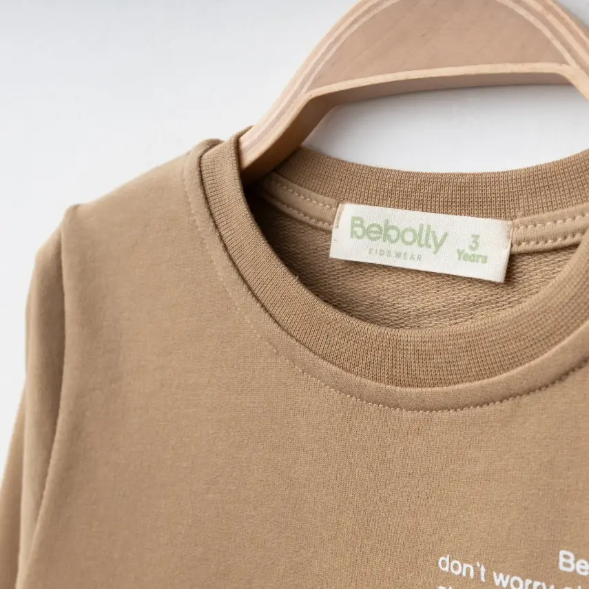 Bebolly Hello Baskılı Erkek Çocuk 2li Takım Sütlü Kahve - 2