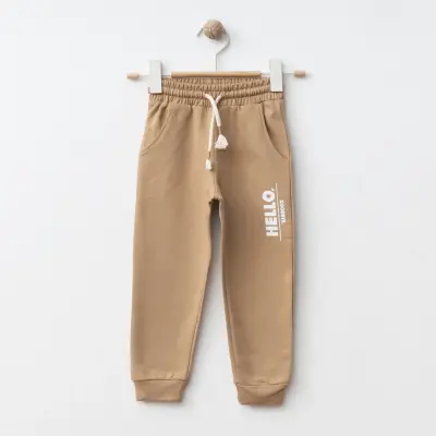 Bebolly Hello Baskılı Erkek Çocuk 2li Takım Sütlü Kahve - 4