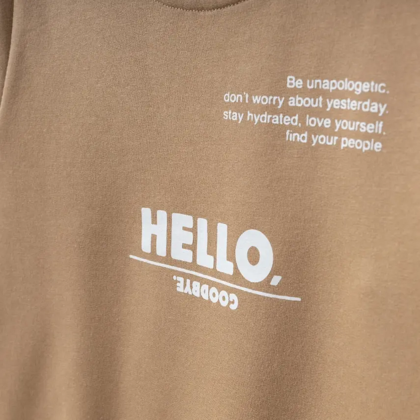 Bebolly Hello Baskılı Erkek Çocuk 2li Takım Sütlü Kahve - 3