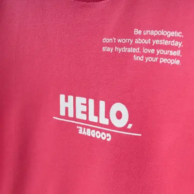 Bebolly Hello Baskılı Kız Çocuk 2li Takım Fuşya - 11