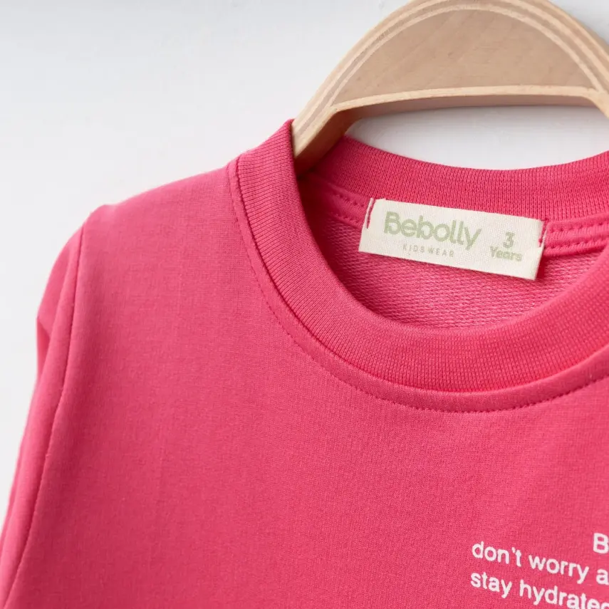 Bebolly Hello Baskılı Kız Çocuk 2li Takım Fuşya - 10