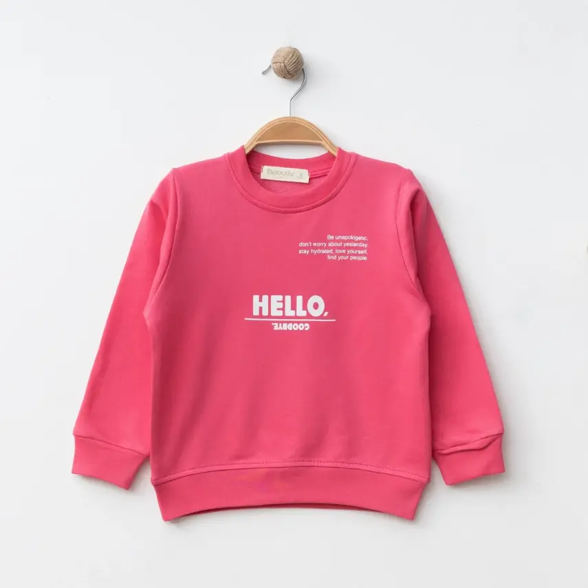 Bebolly Hello Baskılı Kız Çocuk 2li Takım Fuşya - 7