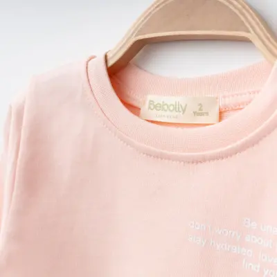 Bebolly Hello Baskılı Kız Çocuk 2li Takım Pudra - 6