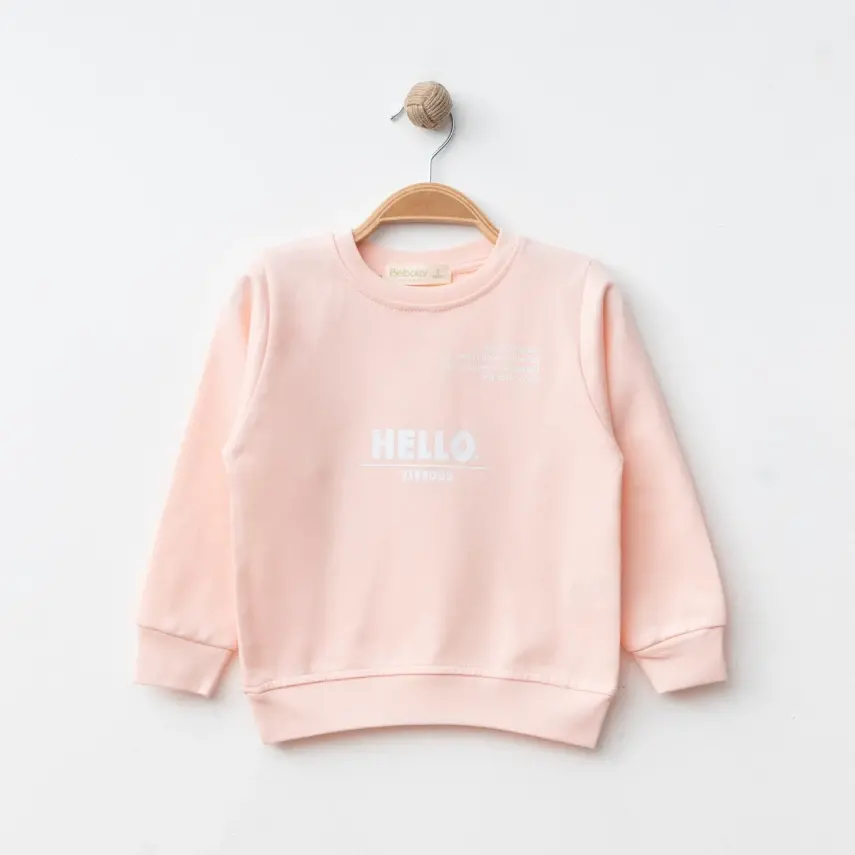 Bebolly Hello Baskılı Kız Çocuk 2li Takım Pudra - 9