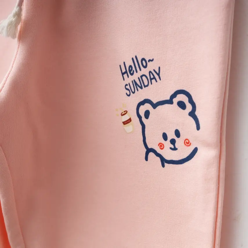 Bebolly Hello Sunday Ayıcıklı Baskılı Kız Çocuk Eşofman Altı Pudra - 6