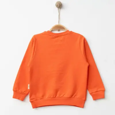 Bebolly Kız Sweatshirt Uykucu Kedi Baskılı Mercan - 3