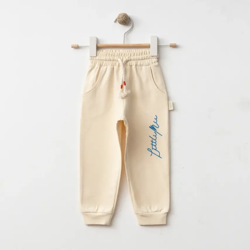 Bebolly Littlimu Baskılı Çocuk Eşofman Altı Unisex Bej - 4