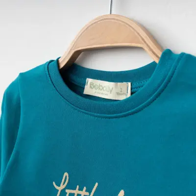 Bebolly Littlimu Baskılı Çocuk Sweatshirt Unisex Turkuaz (1)