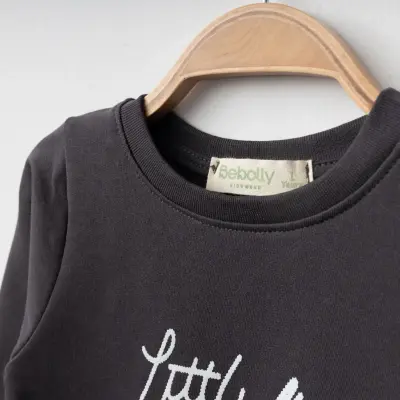 Bebolly Littlimu Baskılı Erkek Çocuk Sweatshirt Füme - 3