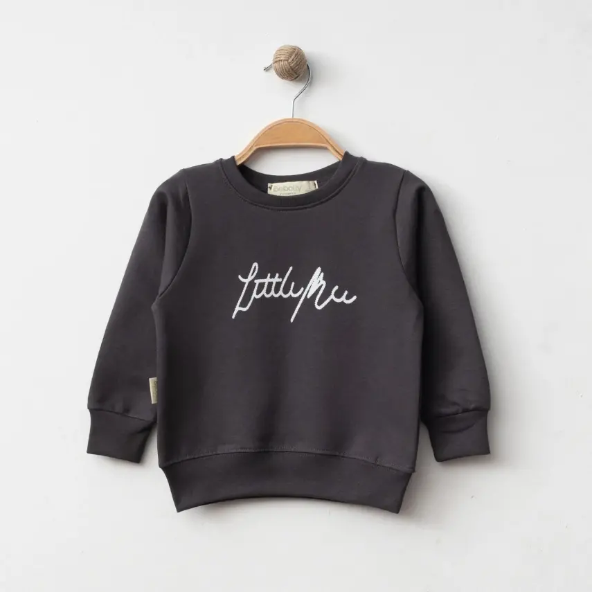Bebolly Littlimu Baskılı Erkek Çocuk Sweatshirt Füme - 4
